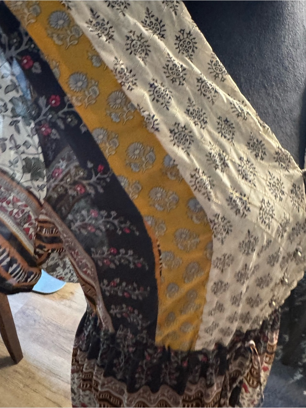 Anthropologie Boho Maxi Dress in Black, Cream & Mustard - Picture 4 of 8